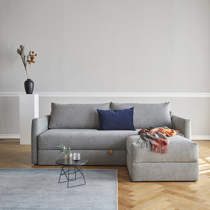 Nest storage sofa bed in ash grey with matching storage ottoman